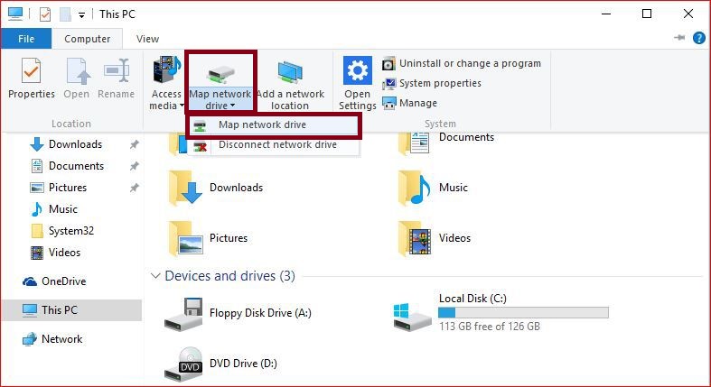 how to access network locations on windows